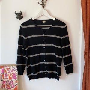 J-crew striped button down sweater, size M